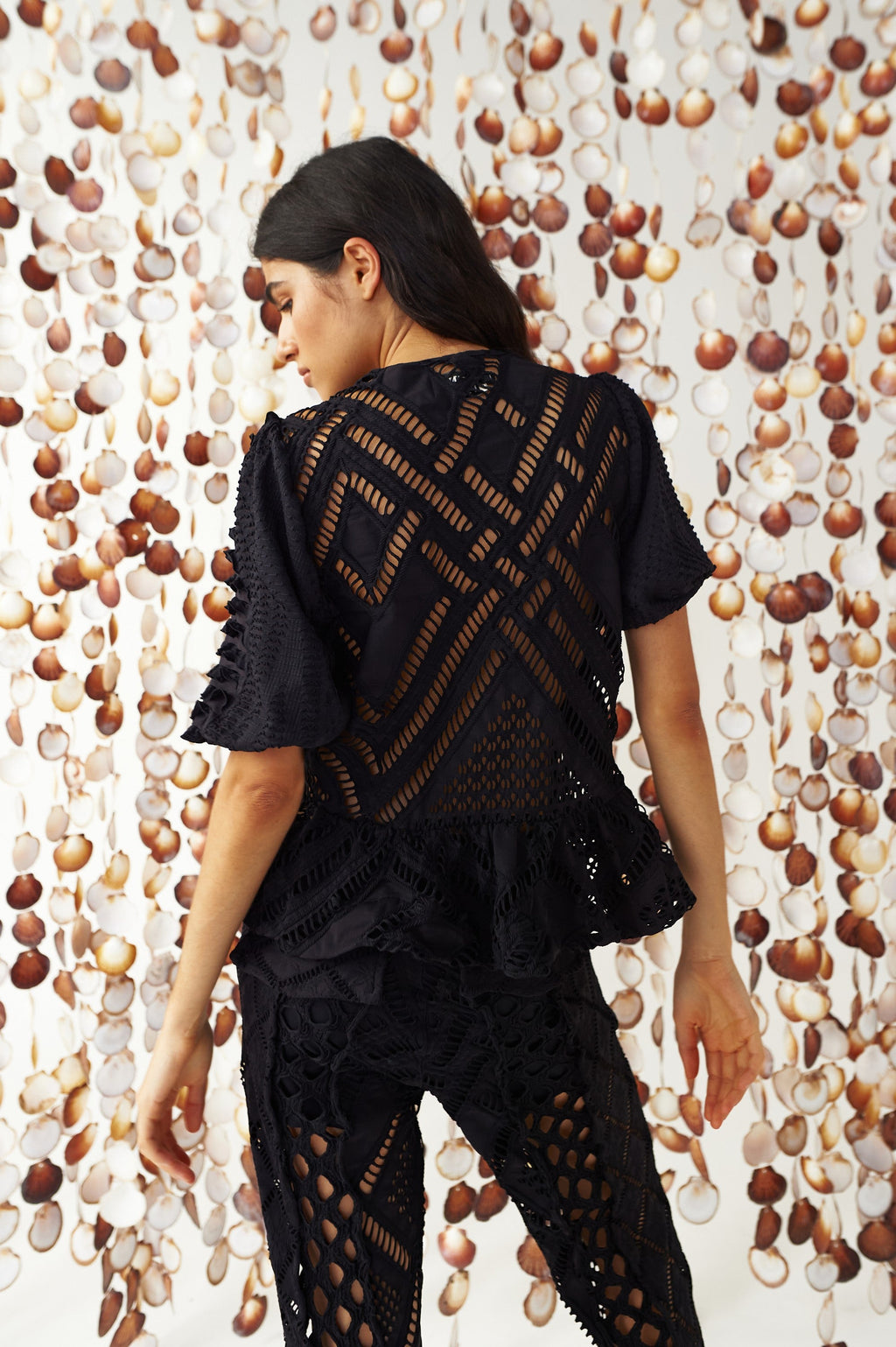 Globe Shell Shirt In Black by Itana, photo 7 of 10, Leonica