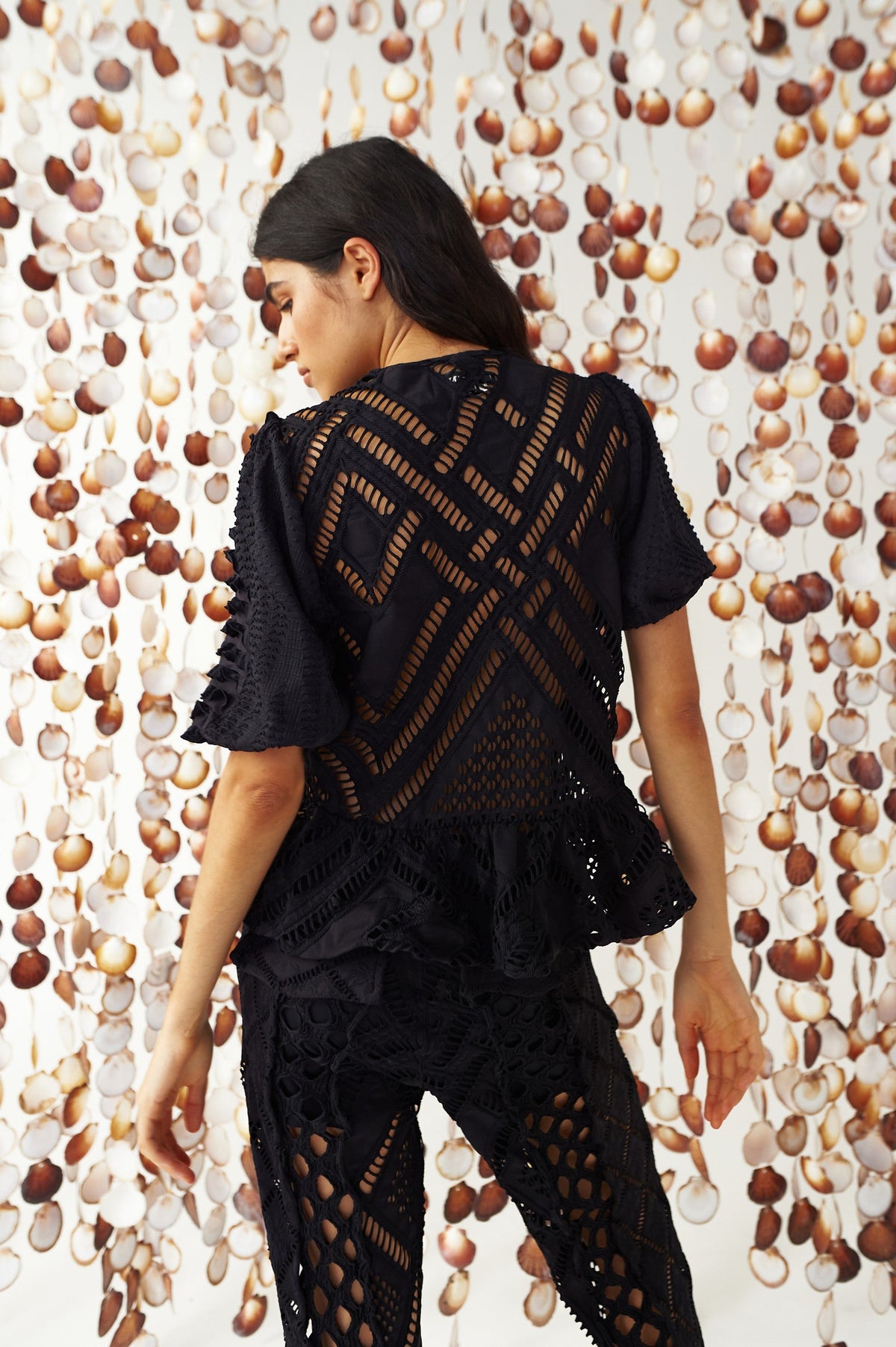 Globe Shell Shirt In Black by Itana, photo 7 of 10, Leonica